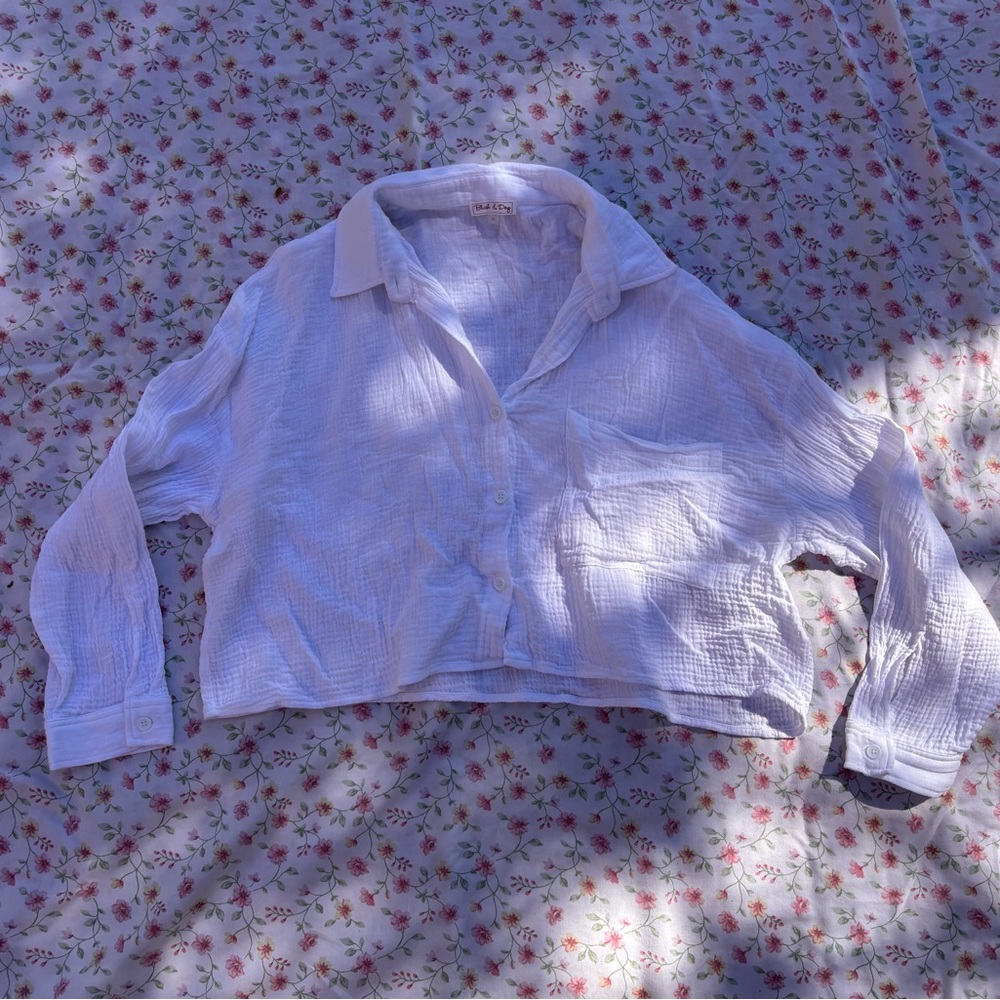 Blush & Day Seersucker Button-Up Shirt